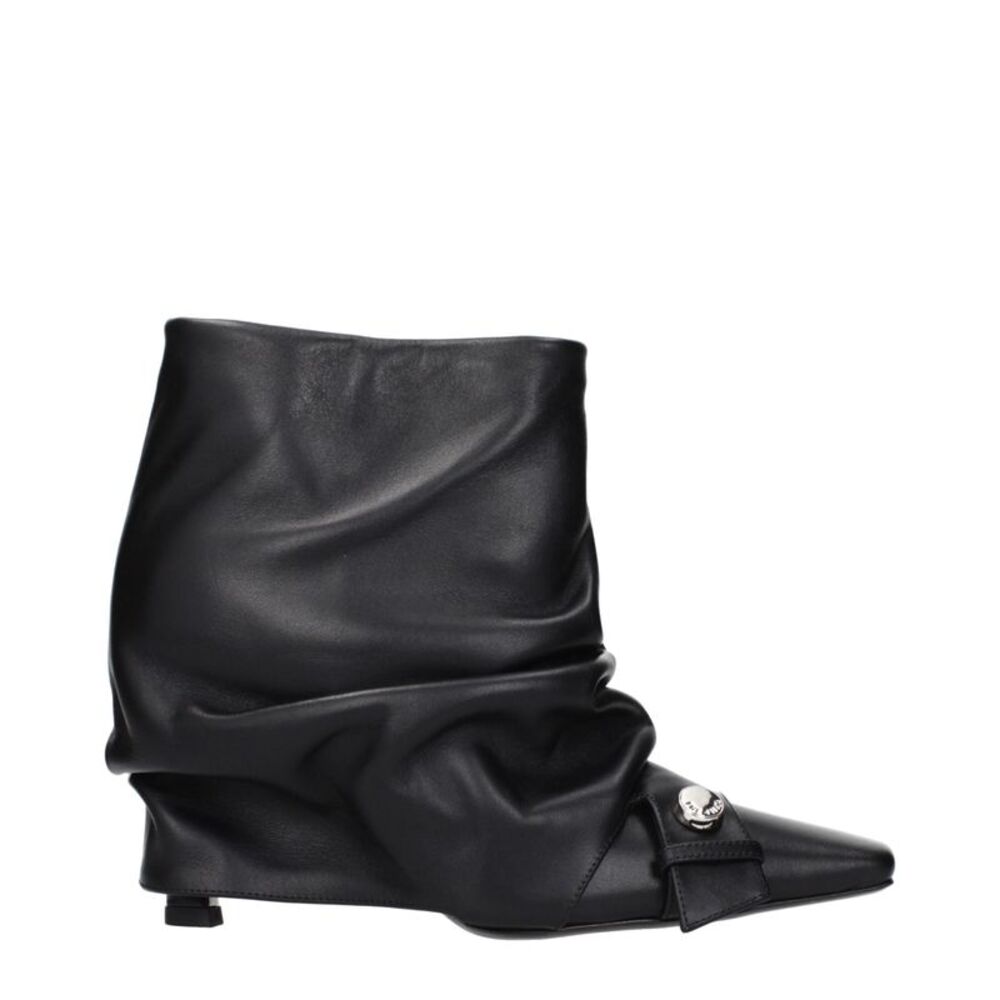The Attico Black Leather Ankle Women's Boots